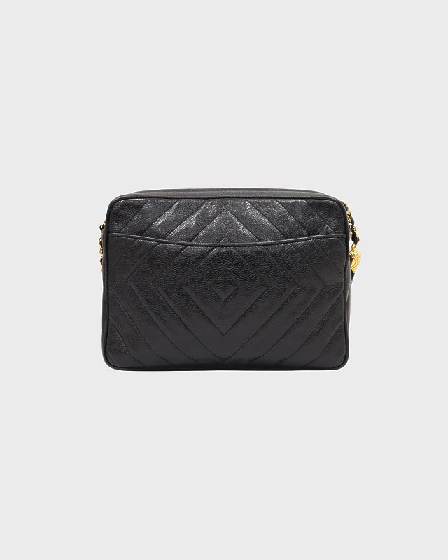 CHANEL COCOキャビアスキンチェーンショルダーバッグ | Hedy