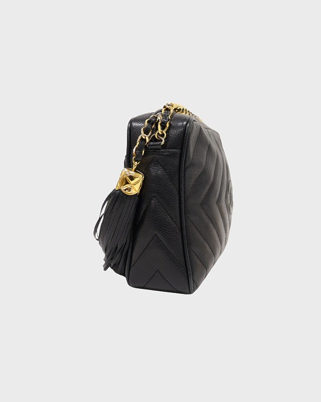 CHANEL COCOキャビアスキンチェーンショルダーバッグ | Hedy