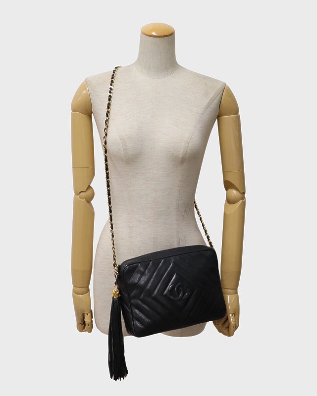 CHANEL COCOキャビアスキンチェーンショルダーバッグ | Hedy