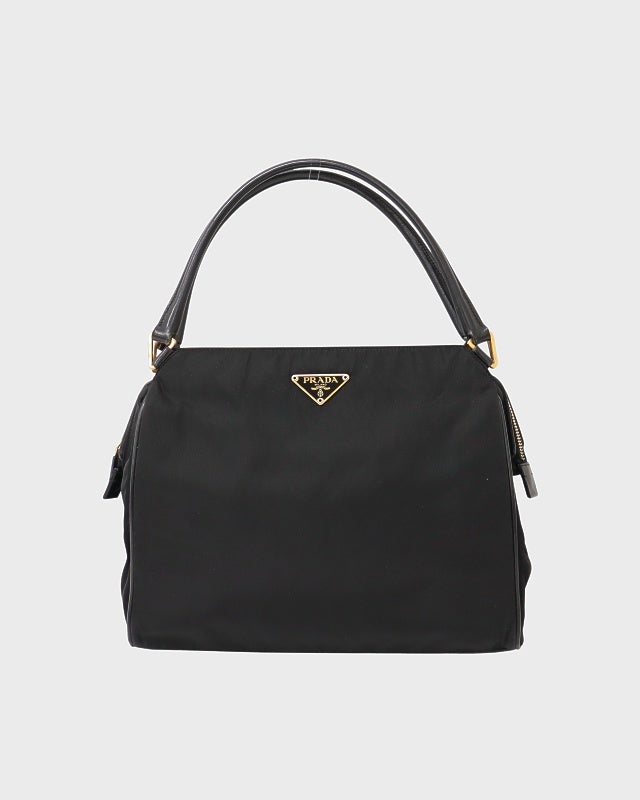 PRADA 三角ロゴ金具ナイロンレザーハンドバッグ | Hedy