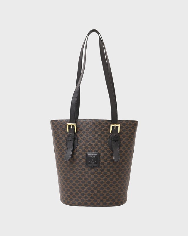 CELINE マカダム柄ブラゾン刻印ハンドバッグ | Hedy