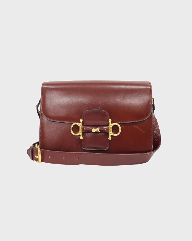 CELINE ワンショルダーバッグ シャイニーディアスキン レッド 馬車金具 CELINE 馬車金具レザーショルダーバッグ | Hedy