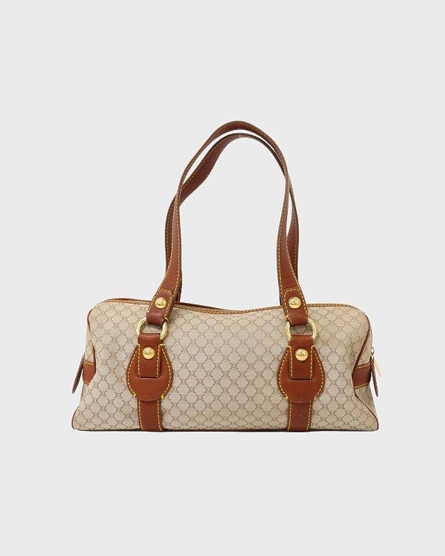CELINE マカダム柄キャンバスレザーハンドバッグ | Hedy