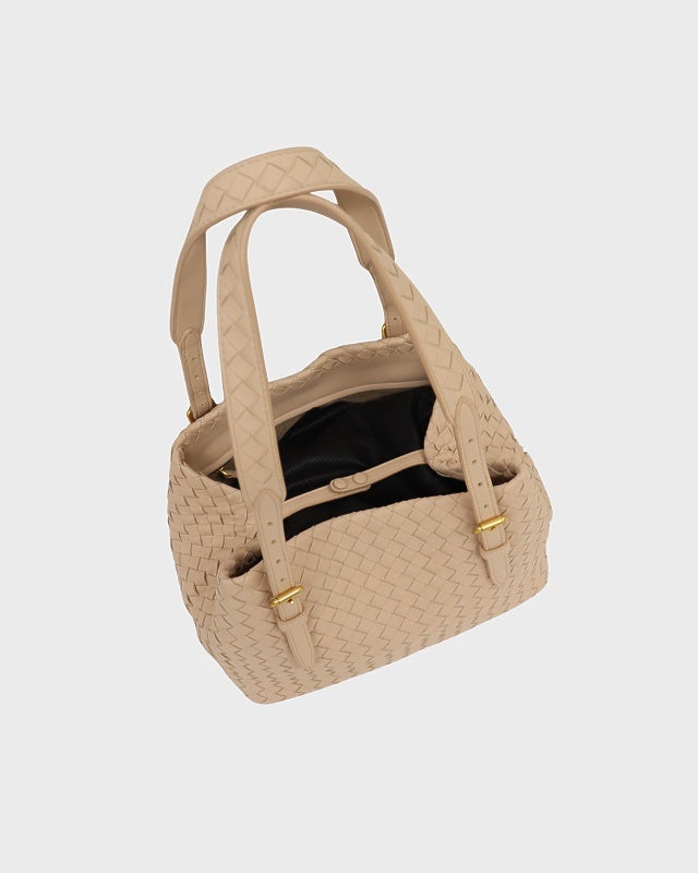 ボッテガ ヴェネタ　イントレチャート　ミニボストンバッグ　ハンドバッグ　ベージュ BOTTEGA VENETA イントレチャートハンドバッグ | Hedy