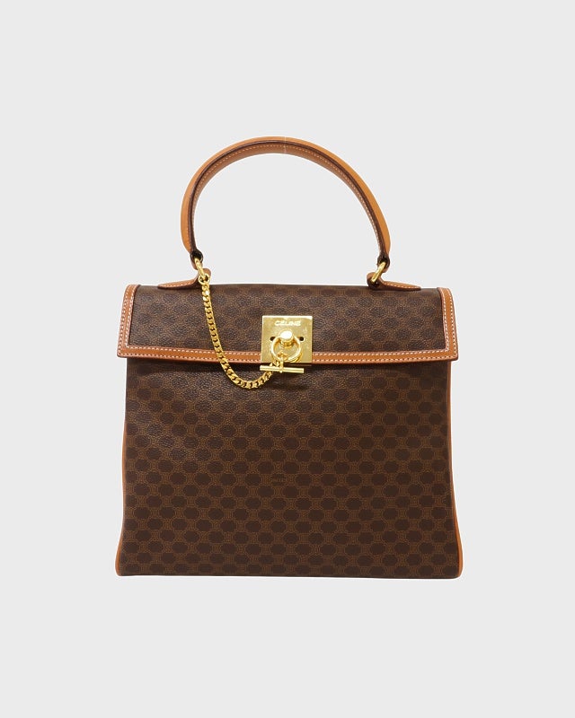 CELINE マカダム柄ガンチーニ金具ハンドバッグ | Hedy