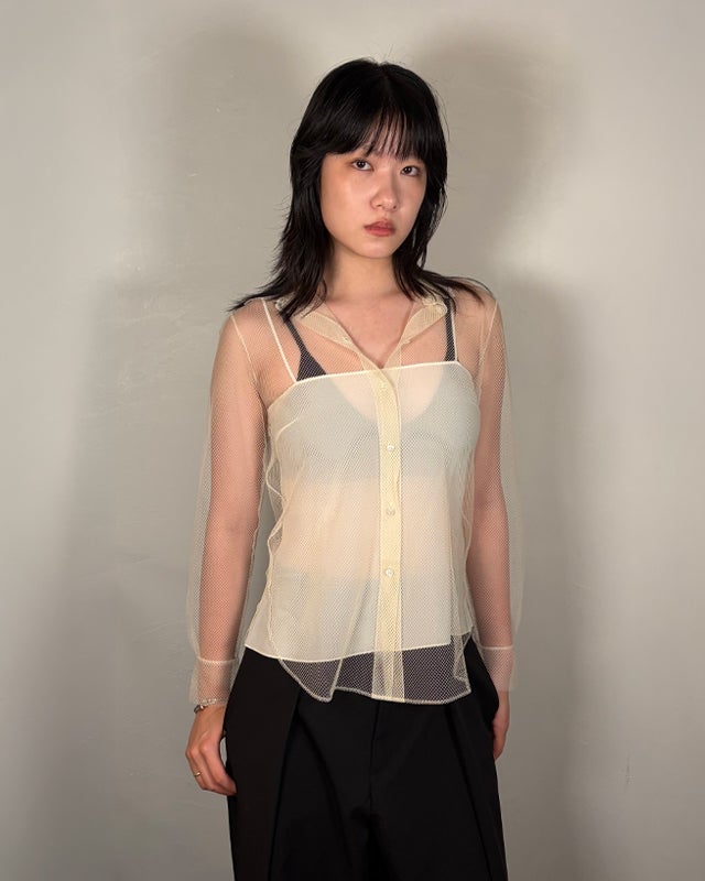 Christian Dior 現行タグ メッシュ 透かし編み ハイネックブラウス DIOR メッシュブラウス | Hedy