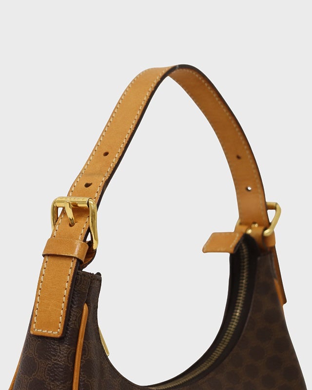 セリーヌ マカダム ホーボーショルダーバッグ レザー キャンバス 肩掛け CELINE マカダム柄ホーボーワンショルダーバッグ | Hedy