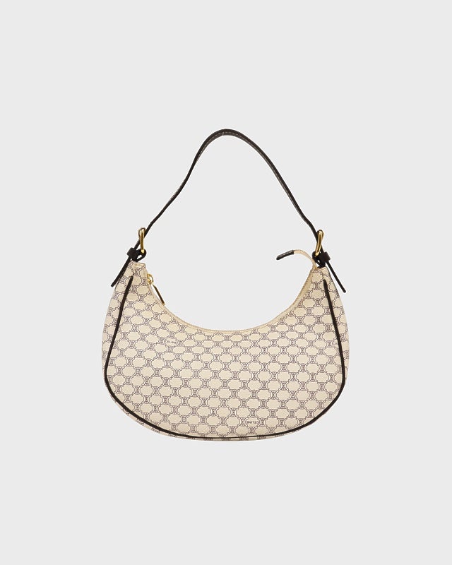 CELINE ショルダーバッグ 斜めがけ ホワイトマカダム柄 ゴールド金具 CELINE マカダム柄ホーボーワンショルダーバッグ | Hedy