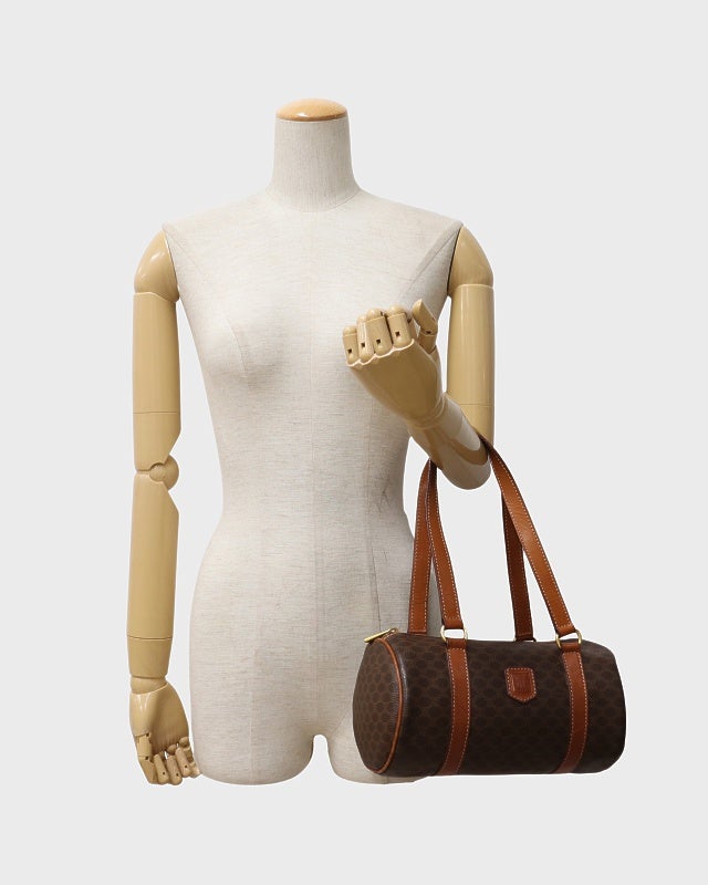 CELINE マカダム柄ブラゾン刻印パピヨン型ハンドバッグ | Hedy
