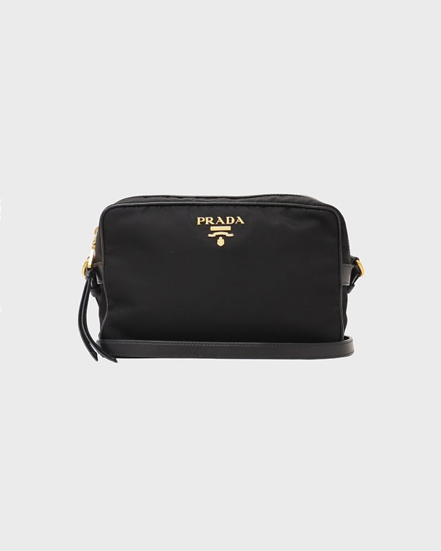 PRADA ロゴ金具ナイロンレザーショルダーバッグ | Hedy