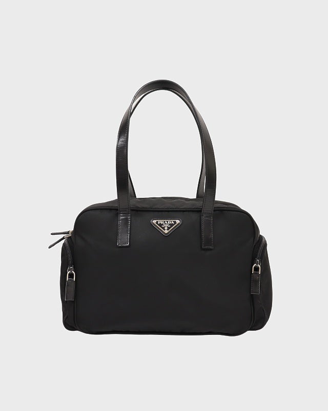 PRADA 三角ロゴ金具ナイロンレザーハンドバッグ | Hedy