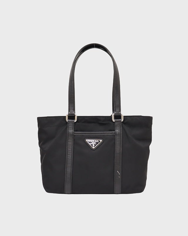 PRADA 三角ロゴ金具ナイロンレザーハンドバッグ | Hedy