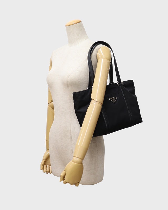 PRADA ナイロンハンドバッグ PRADA 三角ロゴ金具ナイロンレザーハンドバッグ | Hedy