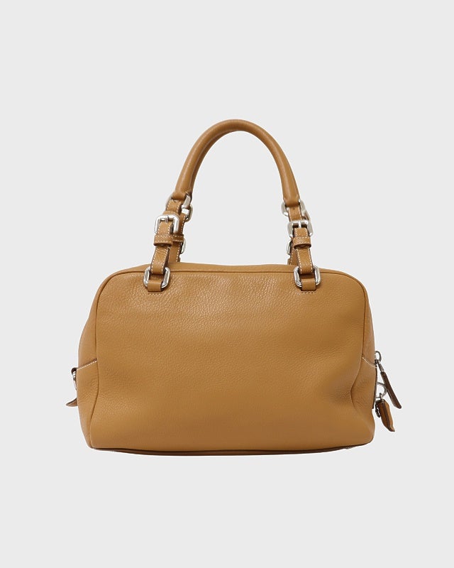 PRADA ロゴ刻印レザーハンドバッグ | Hedy