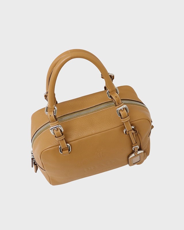 PRADA ロゴ刻印レザーハンドバッグ | Hedy