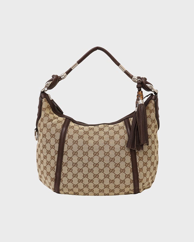 GUCCI GG柄 ワンショルダーバッグ シルバー金具 ベルベット　ベロア GUCCI GG金具レザーチェーンショルダーバッグ | Hedy