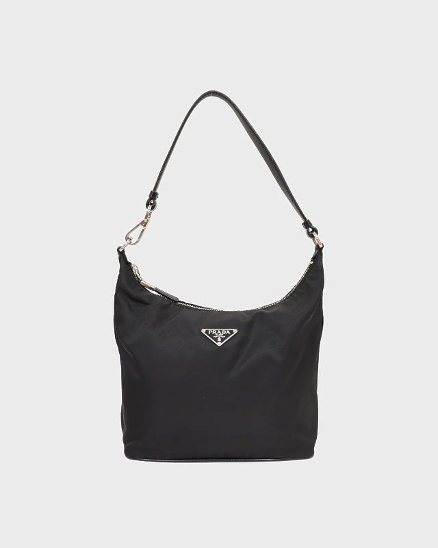 プラダ ショルダーバッグ 三角ロゴ シルバー金具 ナイロン レザー ブラック PRADA 三角ロゴ金具ナイロンレザーワンショルダーバッグ | Hedy