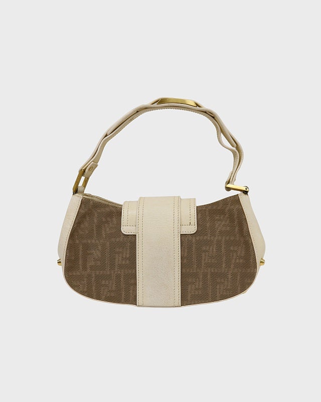FENDI ズッカ柄キャンバスレザースタッズワンショルダーバッグ | Hedy