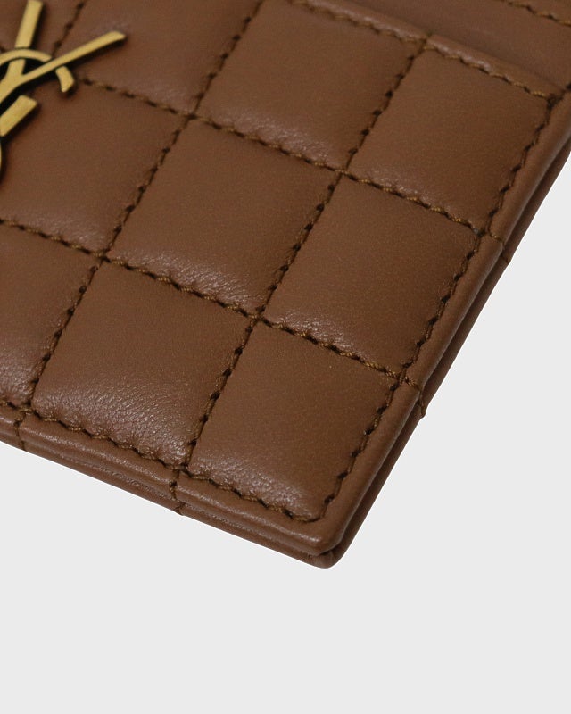 Yves Saint Laurent ブラウンケース　AJIOKA YSL ロゴレザーカードケース | Hedy