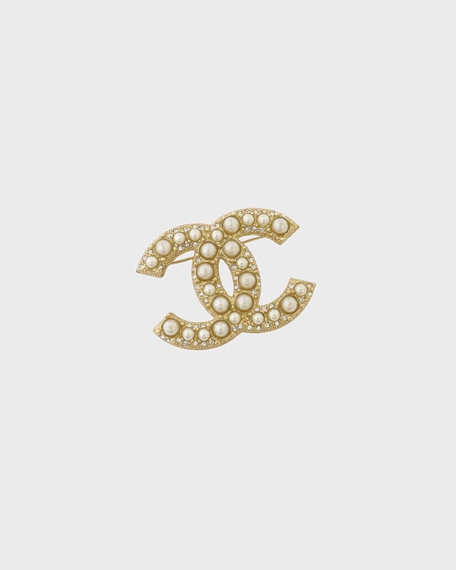 【美品】CHANEL ブローチ（ラインストーン×パール） CHANEL COCOラインストーンパールブローチ | Hedy