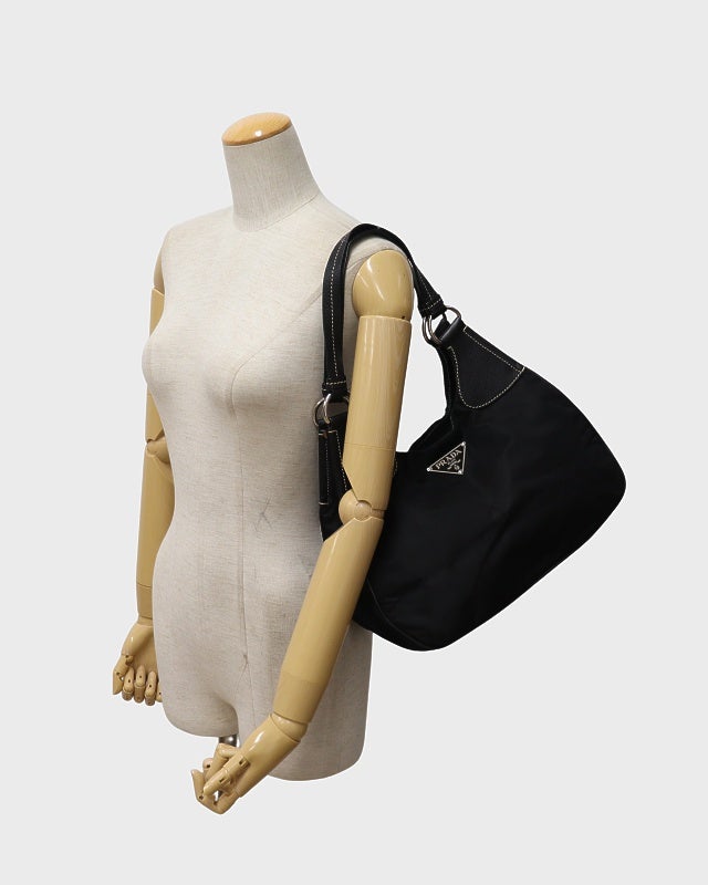 PRADA 三角ロゴ金具ナイロンレザーハンドバッグ | Hedy
