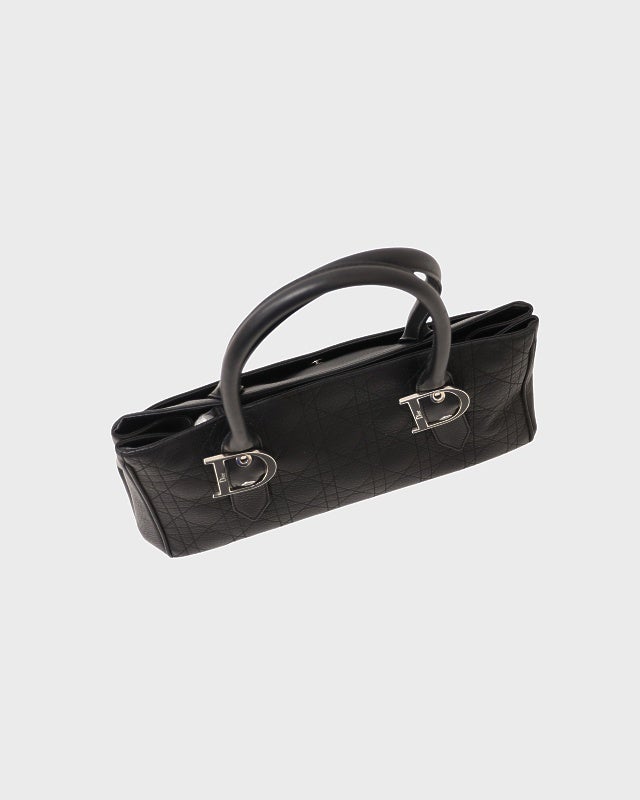 クリスチャンディオール Diorカナージュ ハンドバッグ スエード 黒 S金具 DIOR カナージュレザーハンドバッグ | Hedy