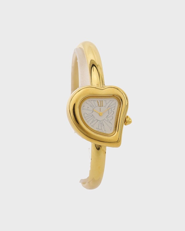 美品 Yves Saint Laurent ハート型 バングルウォッチ YSL ハートバングルウォッチ | Hedy