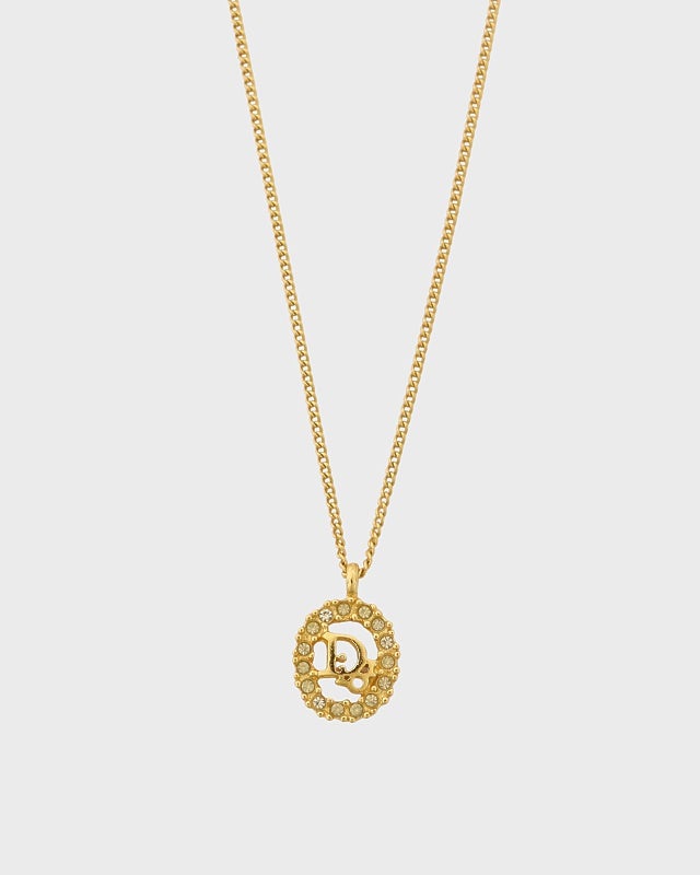 DIOR ロゴラウンドラインストーンネックレス | Hedy