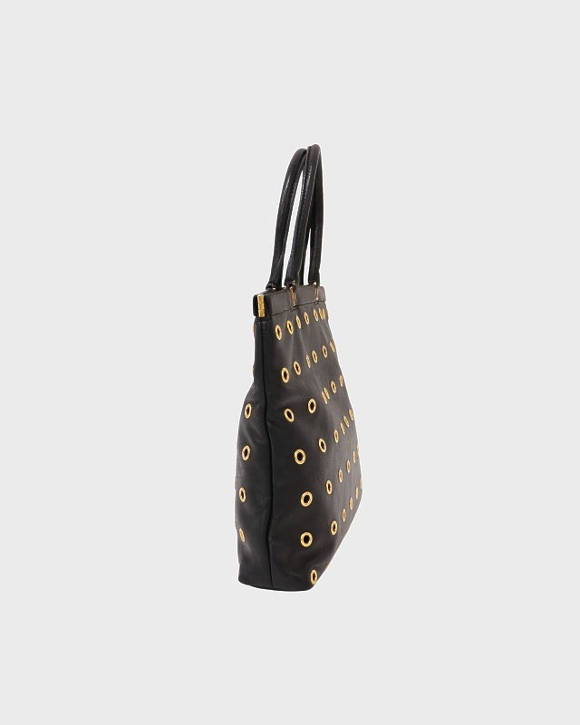 PRADA ロゴ刻印レザーハンドバッグ | Hedy