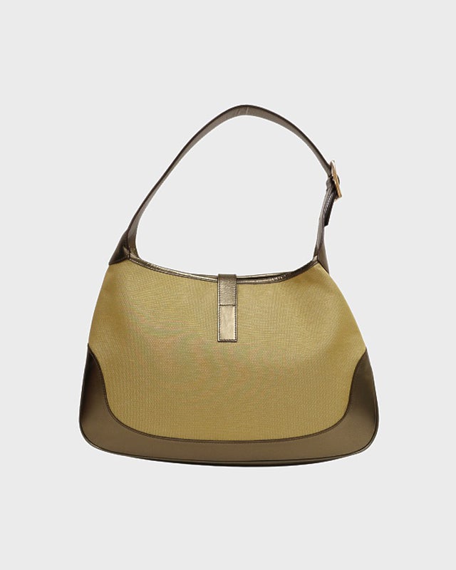 GUCCI ジャッキー　ワンショルダー　ハンドバッグ　レザー　ナイロン　金金具 GUCCI ジャッキーキャンバスレザーワンショルダーバッグ | Hedy