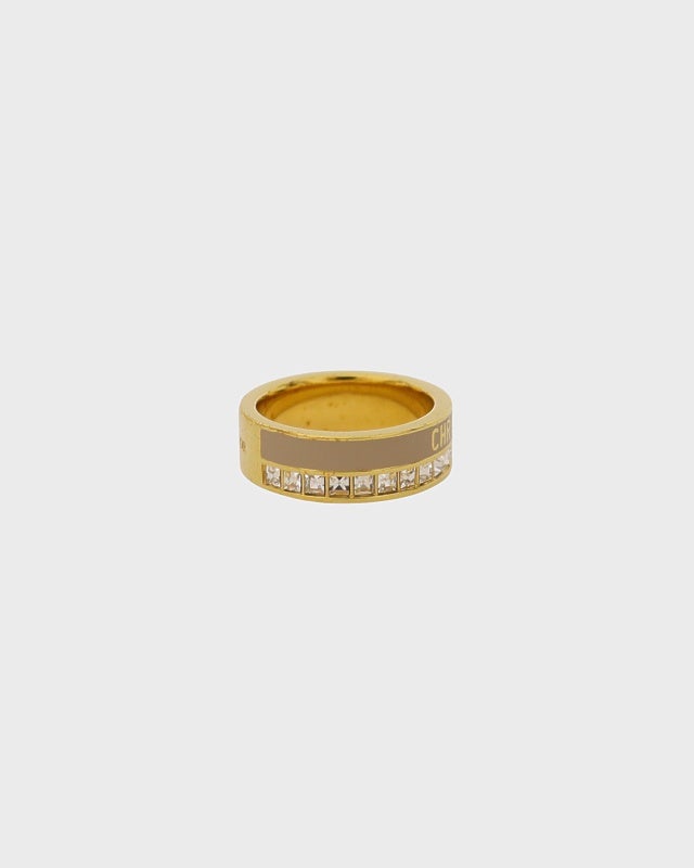 SALE！Dior　アクリル　ラインストーン　モスグリーン　バングル＆リング DIOR ロゴラインストーンリング | Hedy
