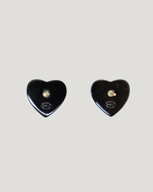 CHANEL COCOラインストーンハートピアス | Hedy