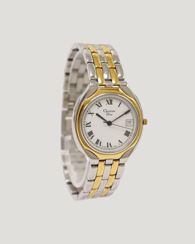 【稼動】 ディオール 腕時計 48.122.2 QZ ゴールドベゼル ローマン DIOR ラウンドベゼルウォッチ | Hedy