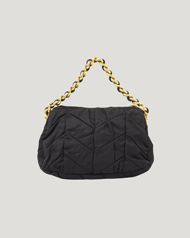 PRADA ロゴ金具ナイロンレザーハンドバッグ | Hedy