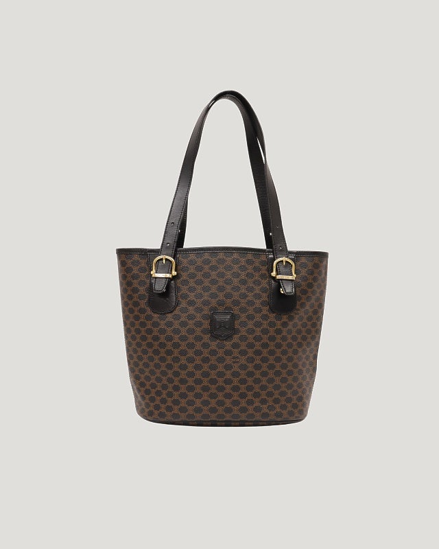 CELINE マカダム柄 ハンドバッグ CELINE マカダム柄ブラゾン刻印ハンドバッグ | Hedy