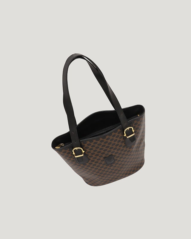 CELINE マカダム柄ブラゾン刻印ハンドバッグ | Hedy