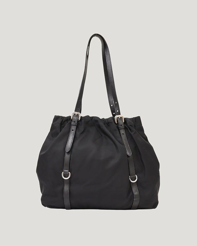 PRADA 三角ロゴ金具ギャザーナイロンハンドバッグ | Hedy
