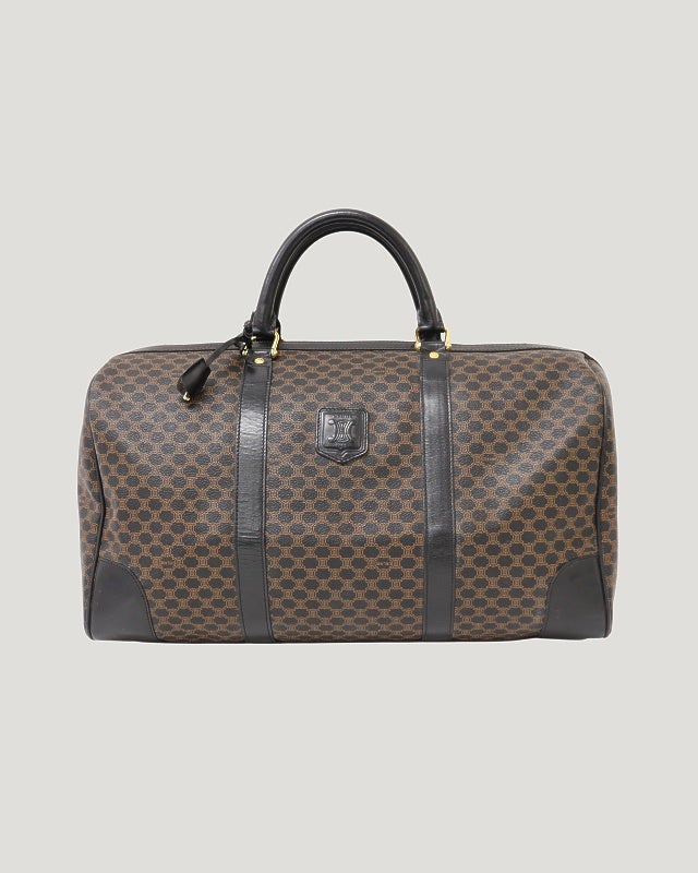 レザーボストンバッグL マカダム柄 CELINE マカダム柄ブラゾン刻印ボストンバッグ | Hedy