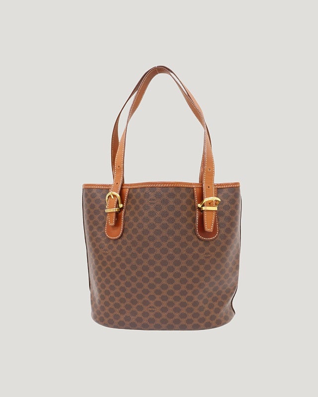 CELINE マカダム柄ブラゾン刻印ハンドバッグ | Hedy