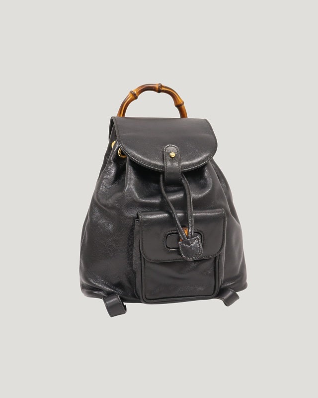 GUCCI バンブー レザー リュック ブラック GUCCI バンブーレザーリュックサック | Hedy