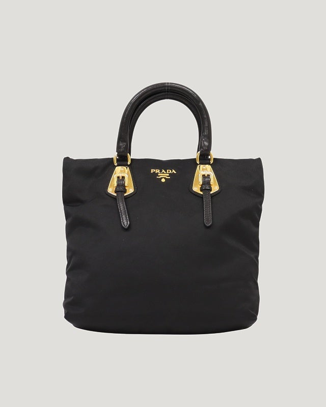 PRADA 三角ロゴ金具ナイロンレザーハンドバッグ | Hedy