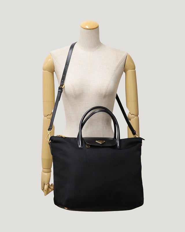 PRADA ロゴ金具ナイロンレザー2Wayバッグ | Hedy