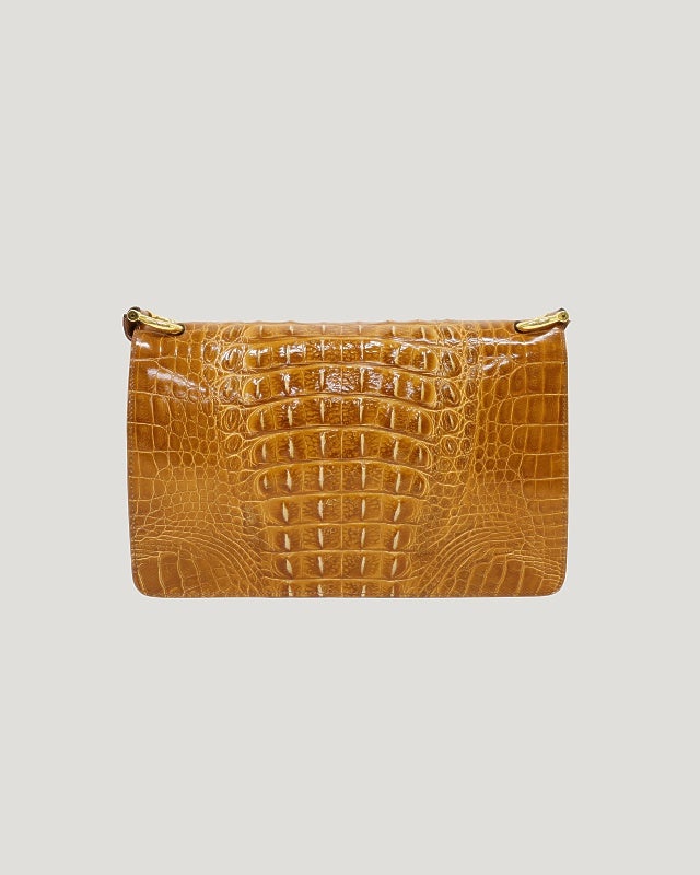 CELINE クロコダイル型押しWフラップショルダーバッグ | Hedy