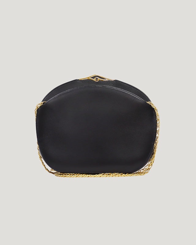 【Cartier】 ショルダーバッグ　サファイアライン　レザー　ブラック. Cartier サファイアラインレザーチェーンショルダーバッグ | Hedy