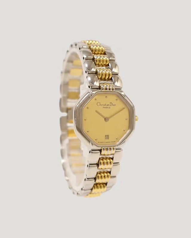 【稼動】 ディオール 腕時計 48.122.2 QZ ゴールドベゼル ローマン DIOR オクタゴンベゼルウォッチ | Hedy