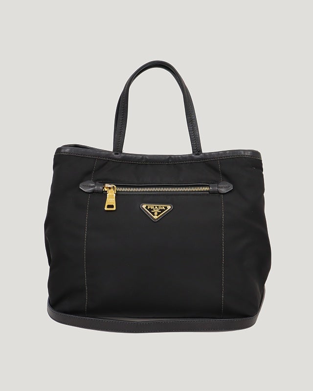 美品✨プラダ ショルダーバッグ 2way 三角ロゴ ナイロン レザー 切り替え PRADA 三角ロゴ金具ナイロンレザー2Wayバッグ | Hedy