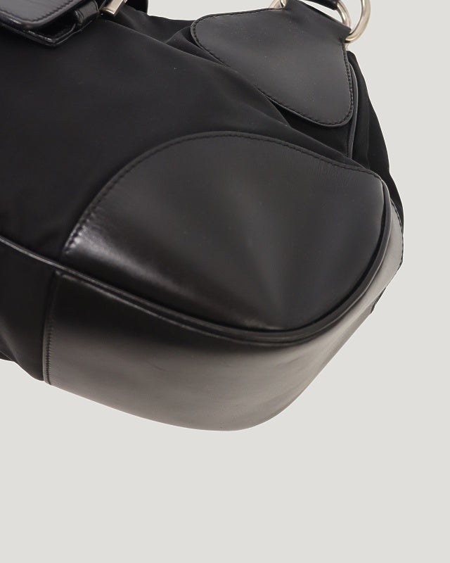 PRADA 三角ロゴ金具ナイロンレザーハンドバッグ | Hedy