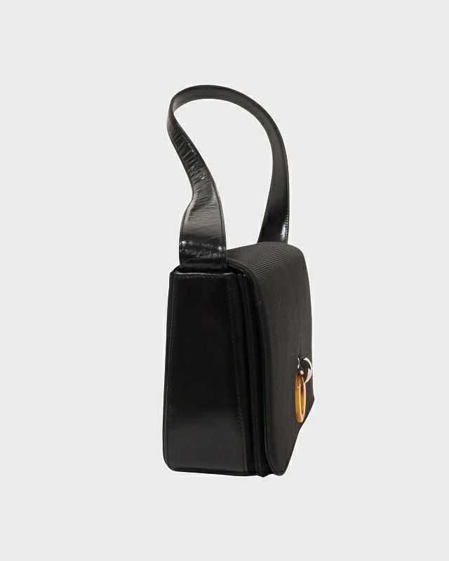 Dior ブラック ショルダーバッグ Saddle Bag Black Grained Taurillon Leather and Brown Dior Oblique