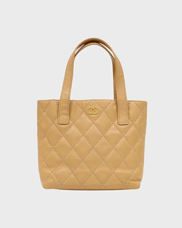 CHANEL ワイルドステッチ バッグ※ハンドルなし ワイルドステッチ トップハンドル ハンドバッグ レザー ブラック